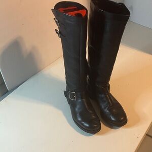 Elegant Black Over the Knee Boots with Buckle Detail